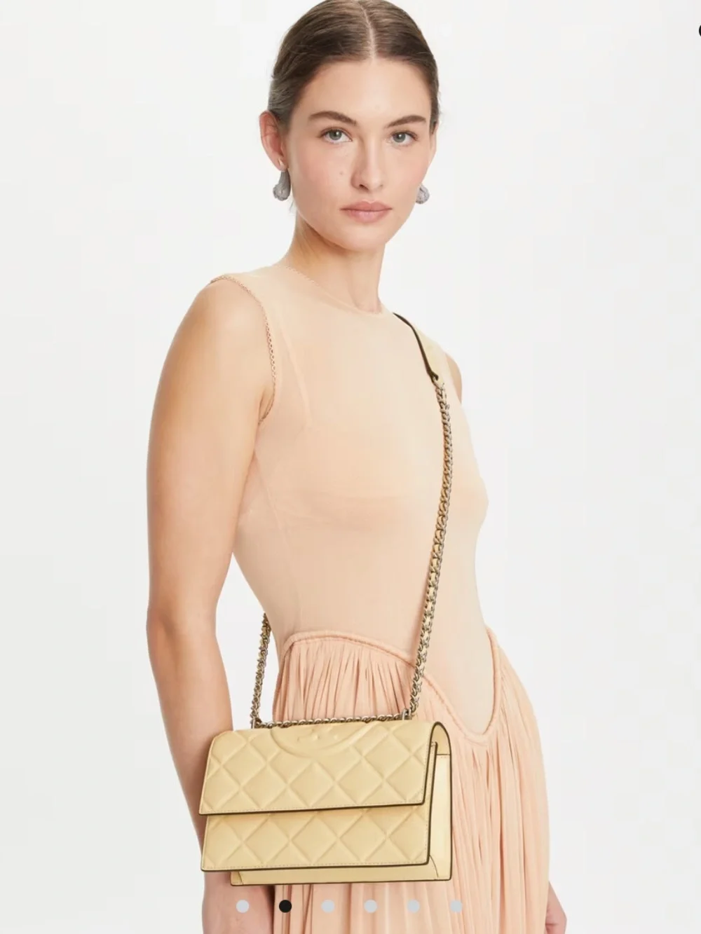 Tory Burch Small Fleming Shoulder Bag in vanilla soft serve color